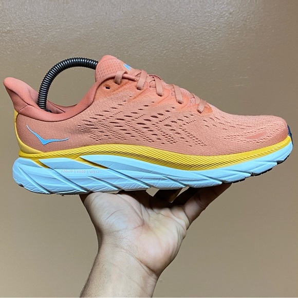 HOKA ONE ONE CLIFTON 8 SUN BAKED SHELL CORAL WOMEN’S RUNNING SNEAKERS SIZE 9.5 - Picture 7 of 17